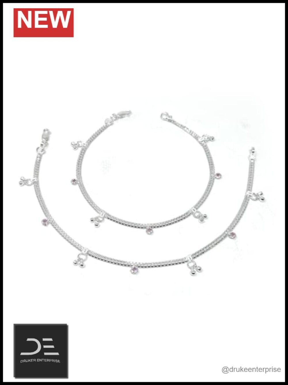 Sterling Silver Anklet with CZ, Dainty Chain Foot Jewelry
